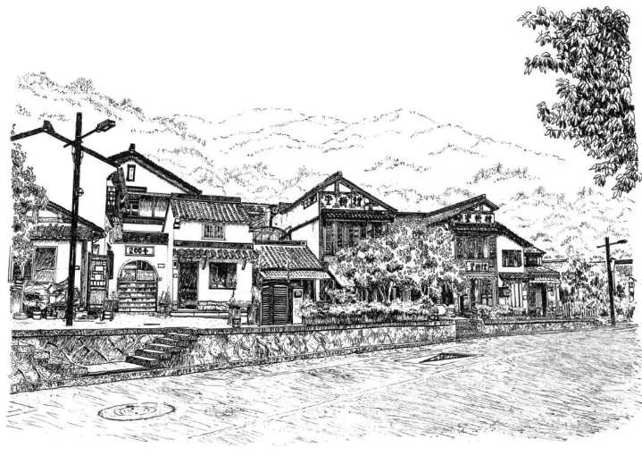 钢笔画作品《梅家坞》_图片素材 钢笔画作品《梅家坞》