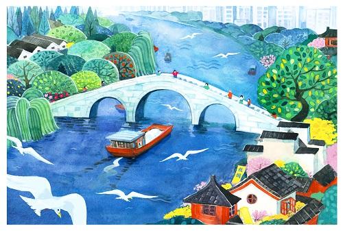 杭州大运河明信片设计获奖作品出炉,《运河千年熙》摘