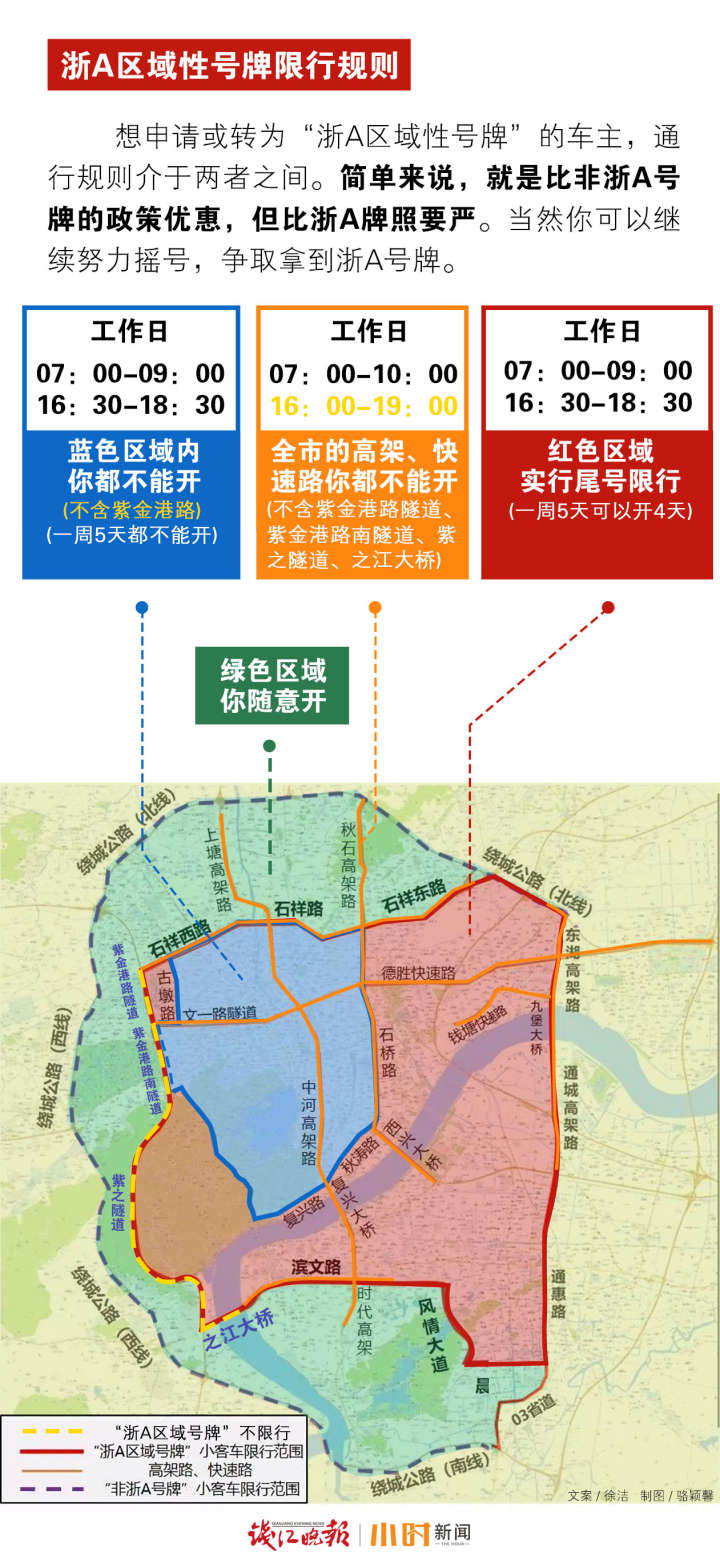 图视绘错峰时间和范围有所优化3张图看懂杭州错峰限行新规