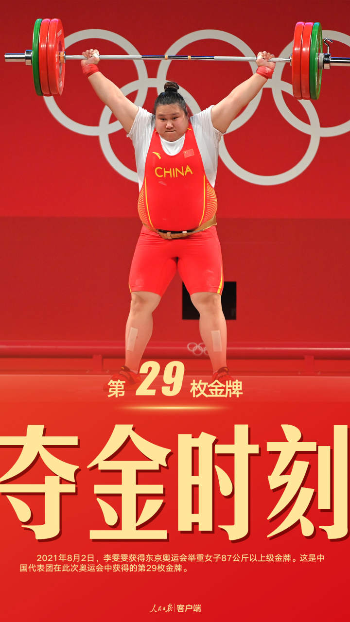 第29金!李雯雯夺得举重女子87公斤以上级金牌