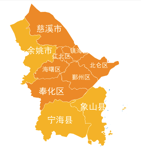 宁波各区划分地图图片