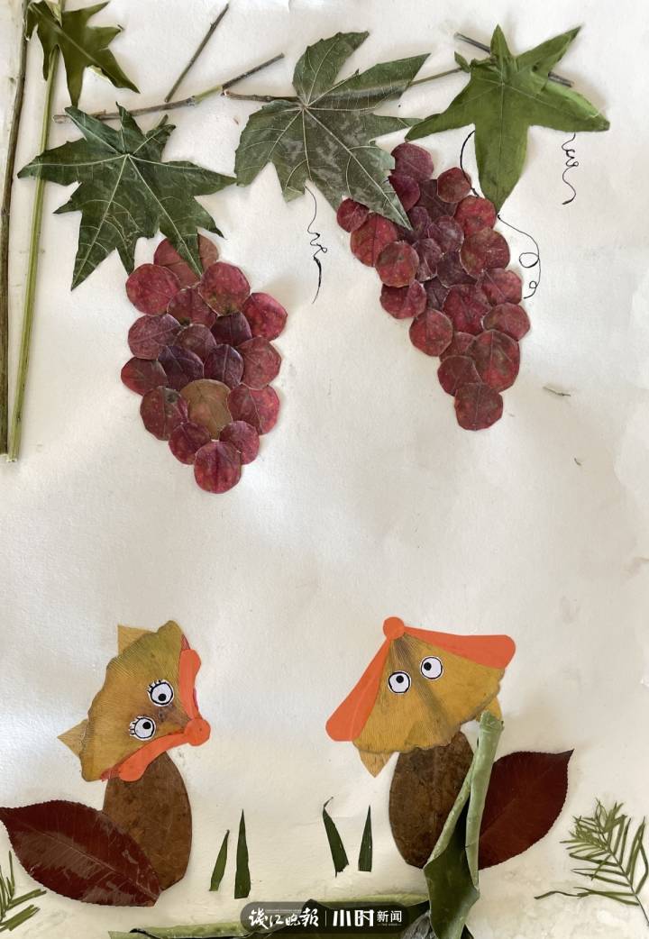 狐狸和葡萄树叶画图片