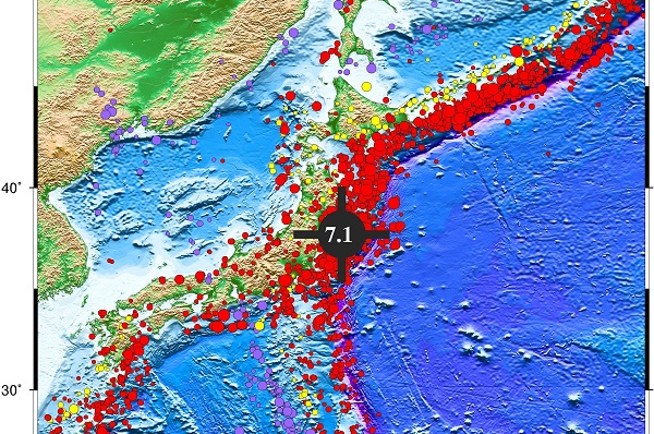 2月13日晚,日本福島附近海域發生7.1級地震